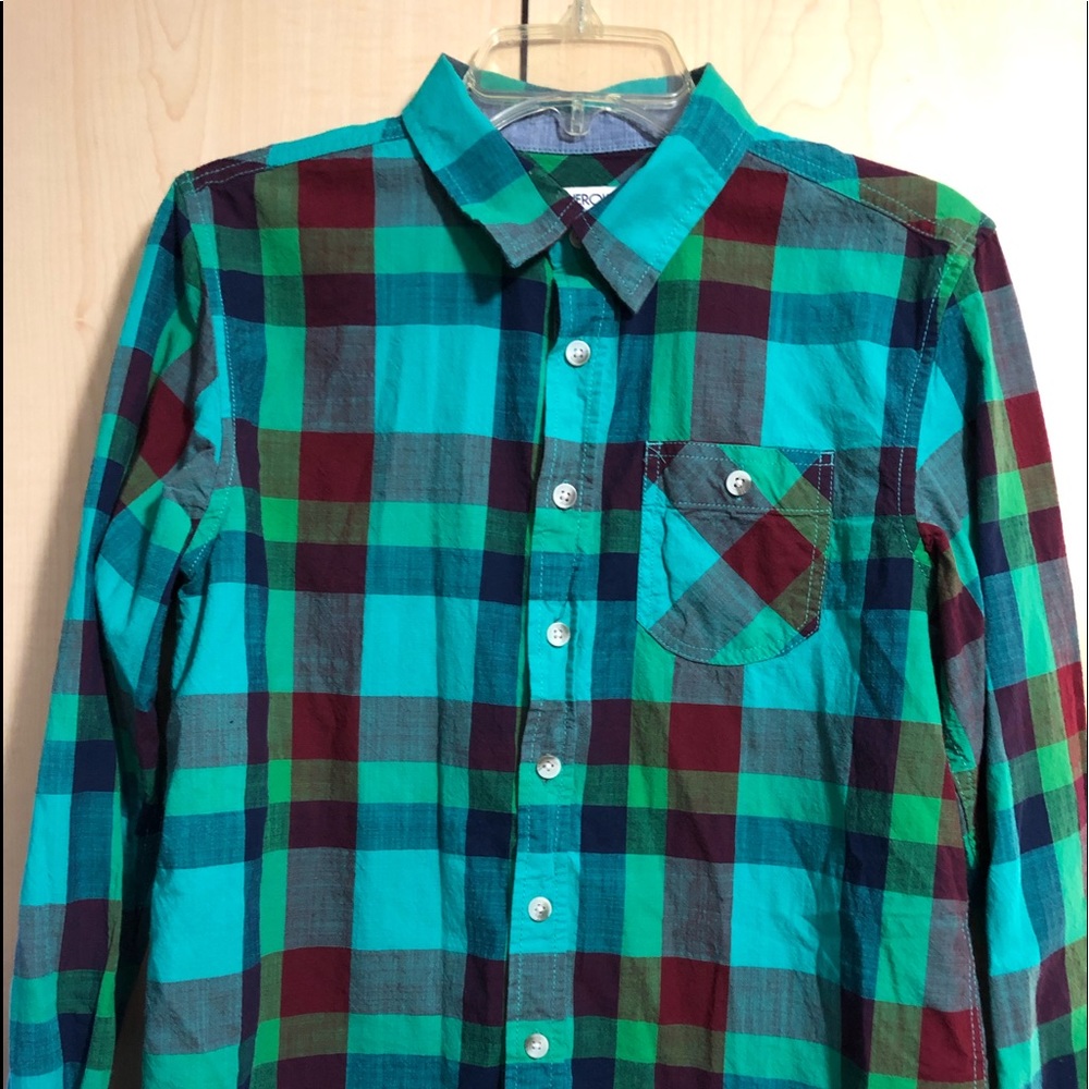 Multicolored Plaid Long-sleeve Button Up